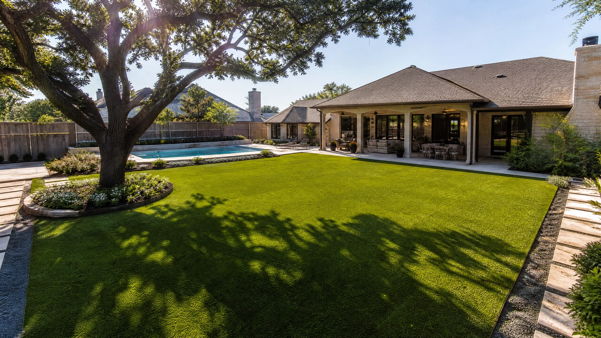 Finished synthetic turf installation