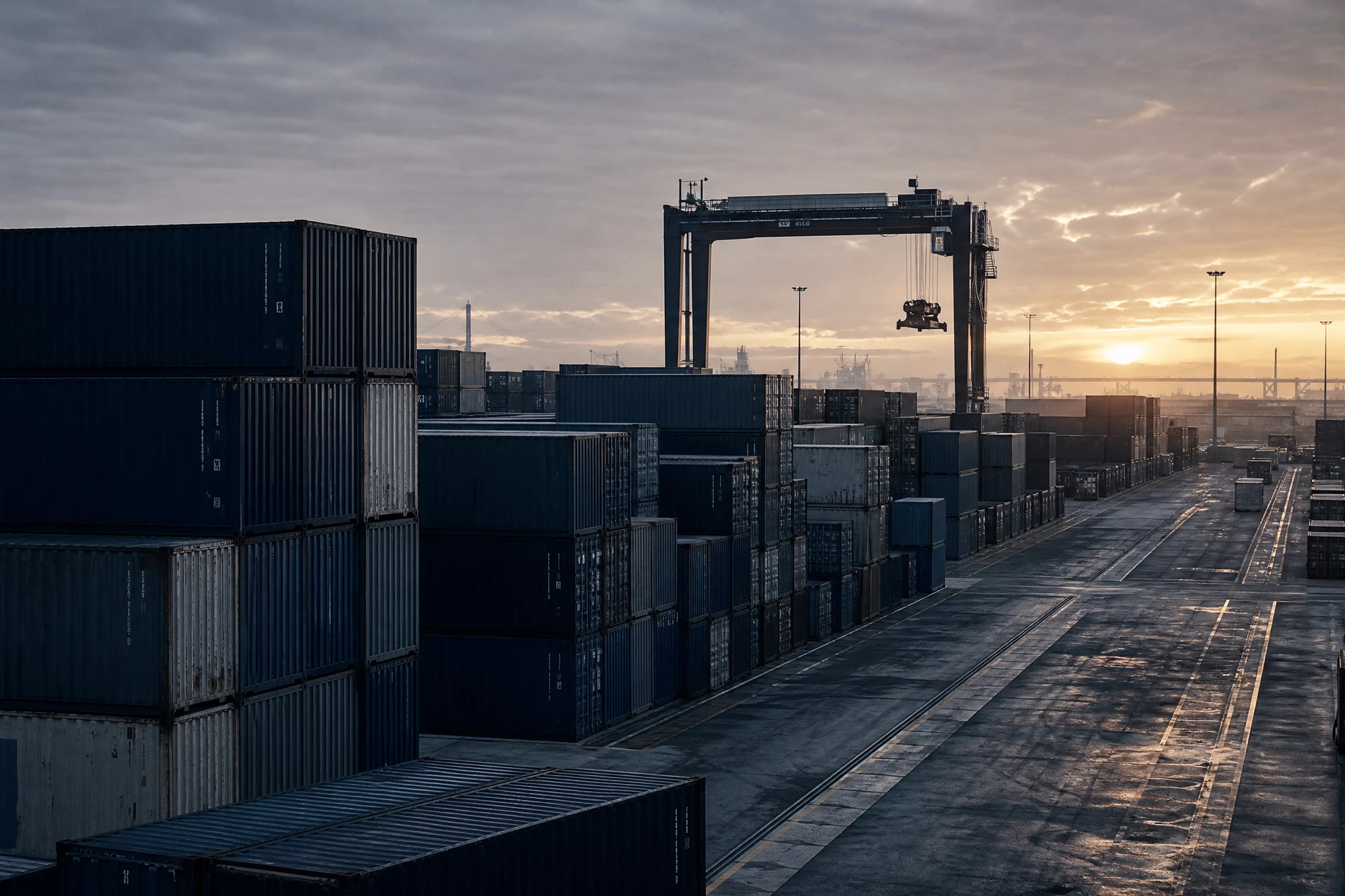 Organized shipping-container yard at a global port
