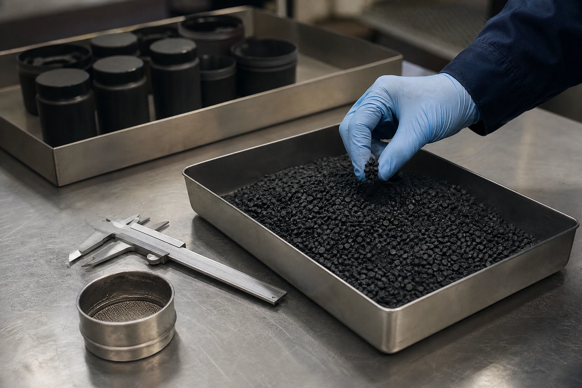 Quality-control inspection of a specialty material sample